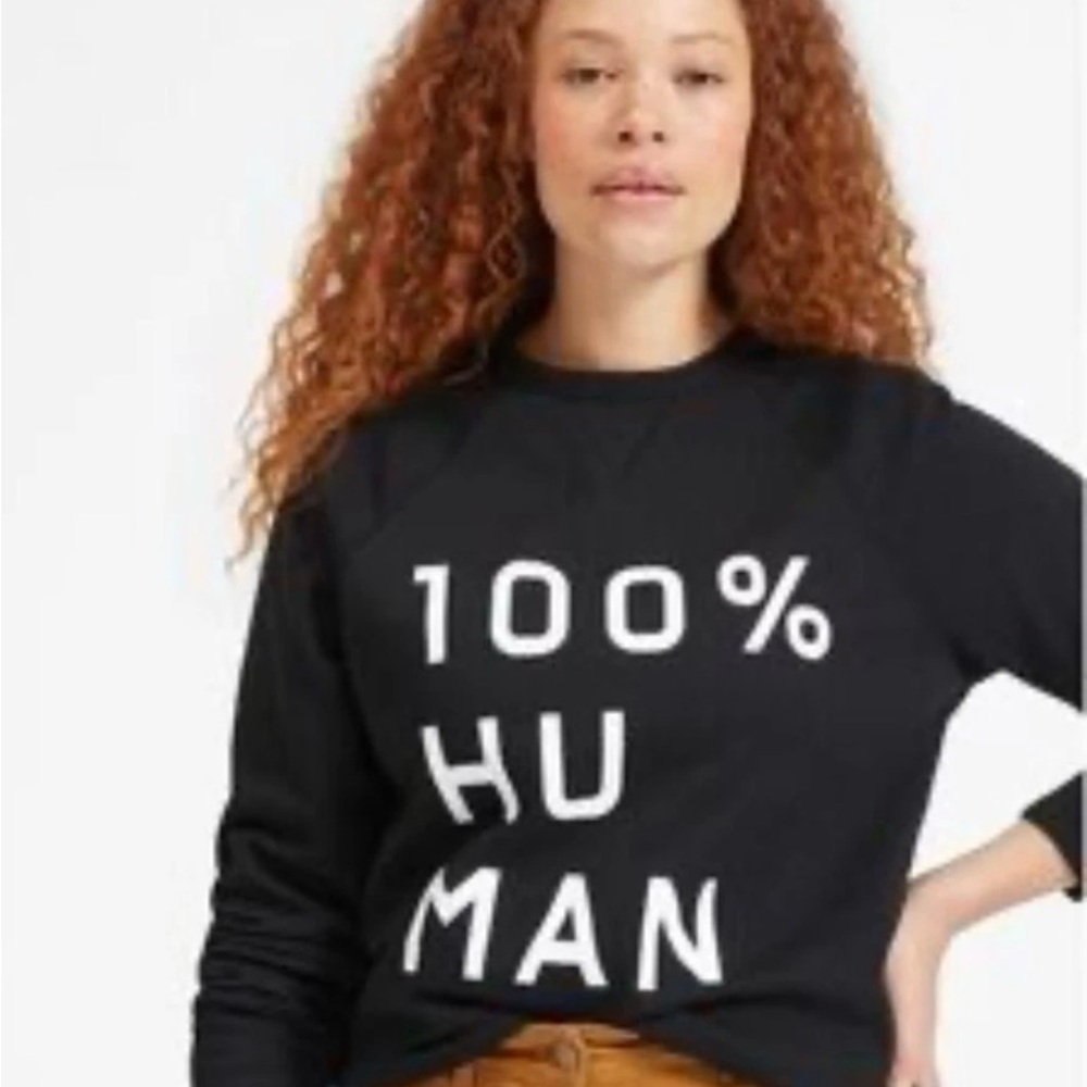 Everlane Sz S Sweatshirt 100% Human Graphic Black